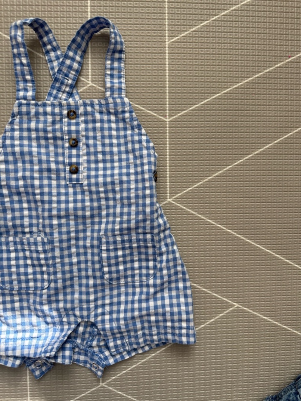 Carters|Baby boy Blue & white Gingham cotton Romper Overalls,3M•••Boho staple